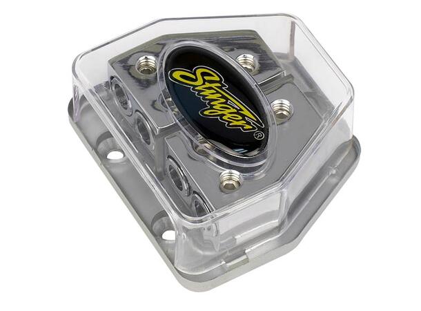 Stinger - SPD570 Splittblokk + & - 1x25mm² inn 2x10mm² ut, krom 